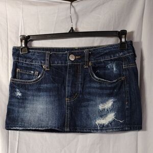 Denim Distressed Mini Skirt